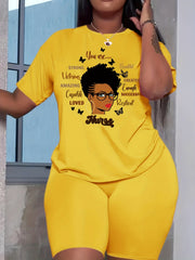 Women's Successful Two Piece Set Casual Short Sleeve T shirt & Biker Shorts