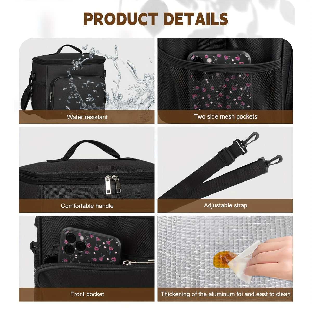 Custom Insulated Lunch Bag Personalized Name & Photo Shoulder Strap