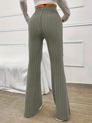 Ribbed Flare Leg Pants Spring & Fall Women's Clothing