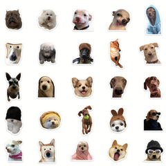 50pcs Funny Dog Expression Waterproof Stickers for Phone Laptop Water Cup Fridge