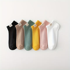 6 Pairs Cartoon Applique & College Style Women's Socks