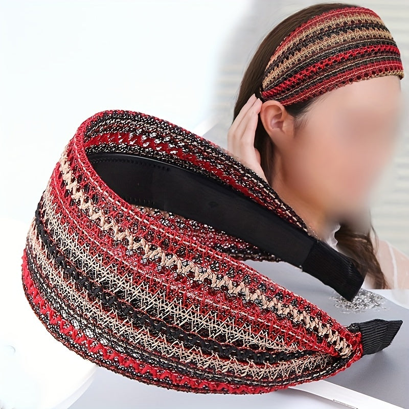 Wide Lace Headbands Non Slip Hair Band Headwraps Embroidery Hair Hoop