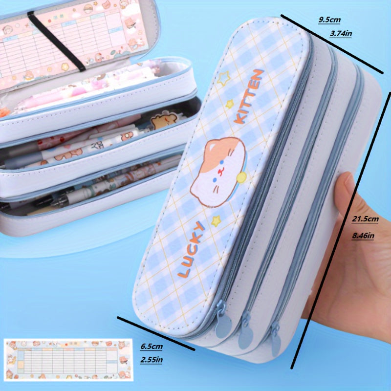 3-Layer Girl Heart Pencil Case Large Capacity Student Stationery