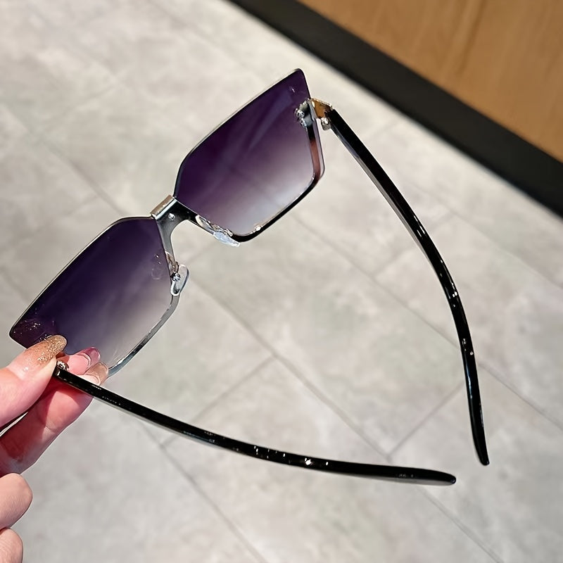 Oversized Rimless Sunglasses Gradient Lens UV400