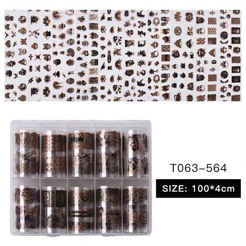 Halloween Christmas Nail Foil Sticker Pumpkin Ghost Bat Santa Snowflake Decals