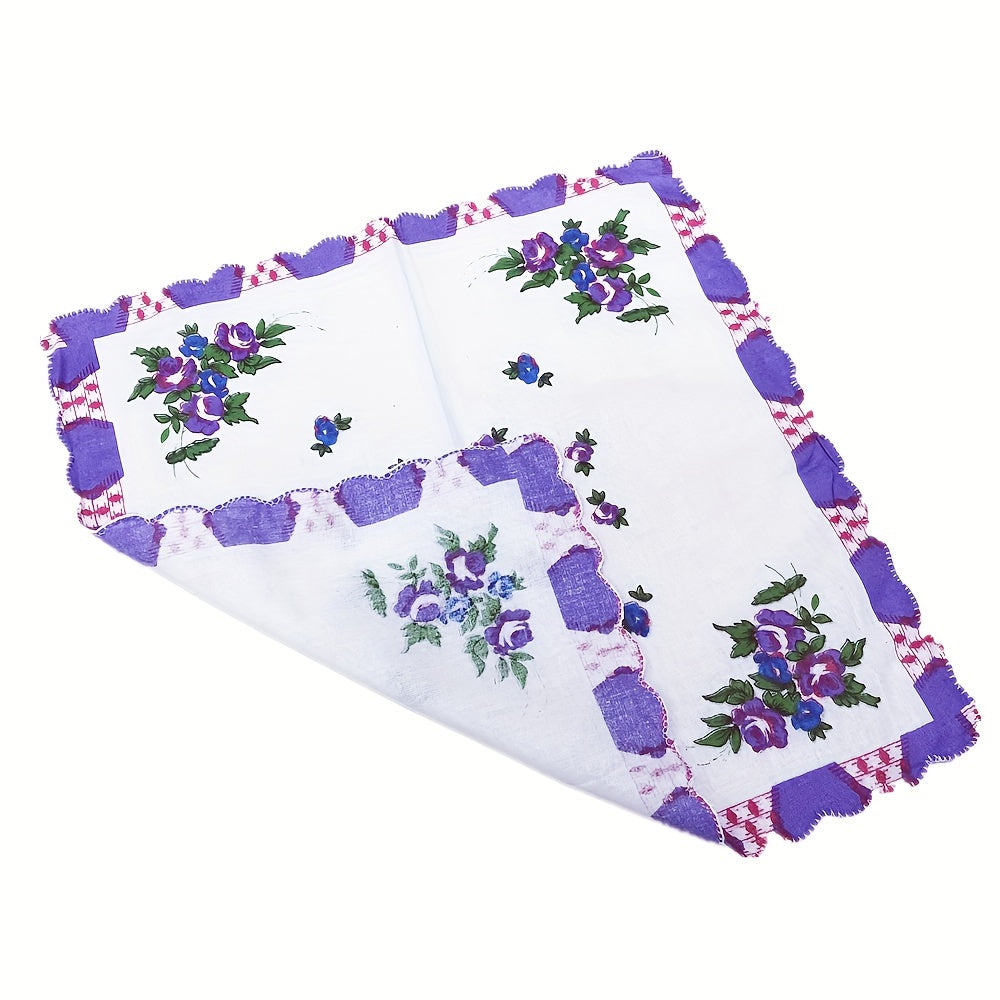 6pcs Classic Flower Handkerchief Lady Hanky Mix