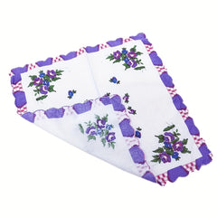 6pcs Classic Flower Handkerchief Lady Hanky Mix