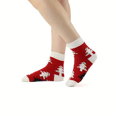 4 Pairs Snowman Print Socks Women's Christmas Crew Stockings
