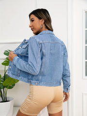 Trucker Jacket with Flap Pocket, Long Sleeves