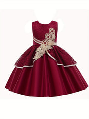 Girls Sleeveless Lace Flower Princess Dress