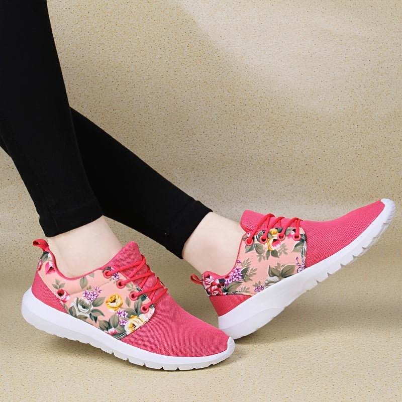 Floral Print Running Shoes Soft Sole Sneakers Comfortable Fashionable