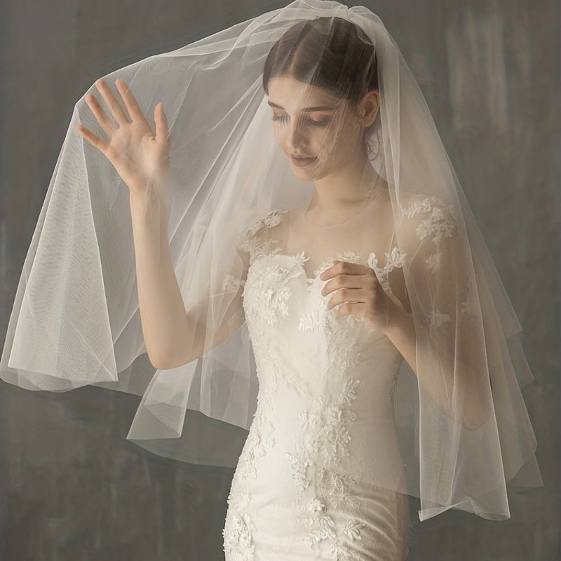 Floral Pattern Bridal Double Layers Veil Wedding Hair Accessories