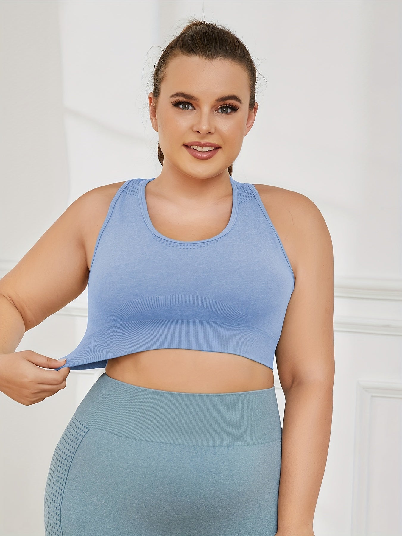  Polka Dot Print Racer Back Sports Bra