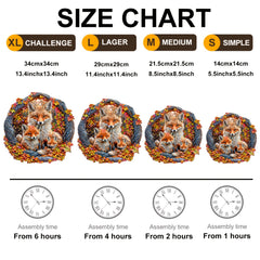 Fox Family Wooden Jigsaw Puzzles Cardboard Boxes Shaped Jigsaw Toys