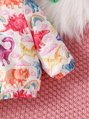 Baby Girl's Plush Hooded Coat Cartoon Dinosaur Jacket Top