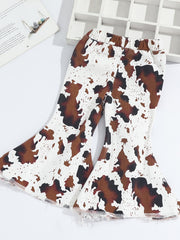 Girls Graffiti Print Flared Jeans Elastic Waist Clothes