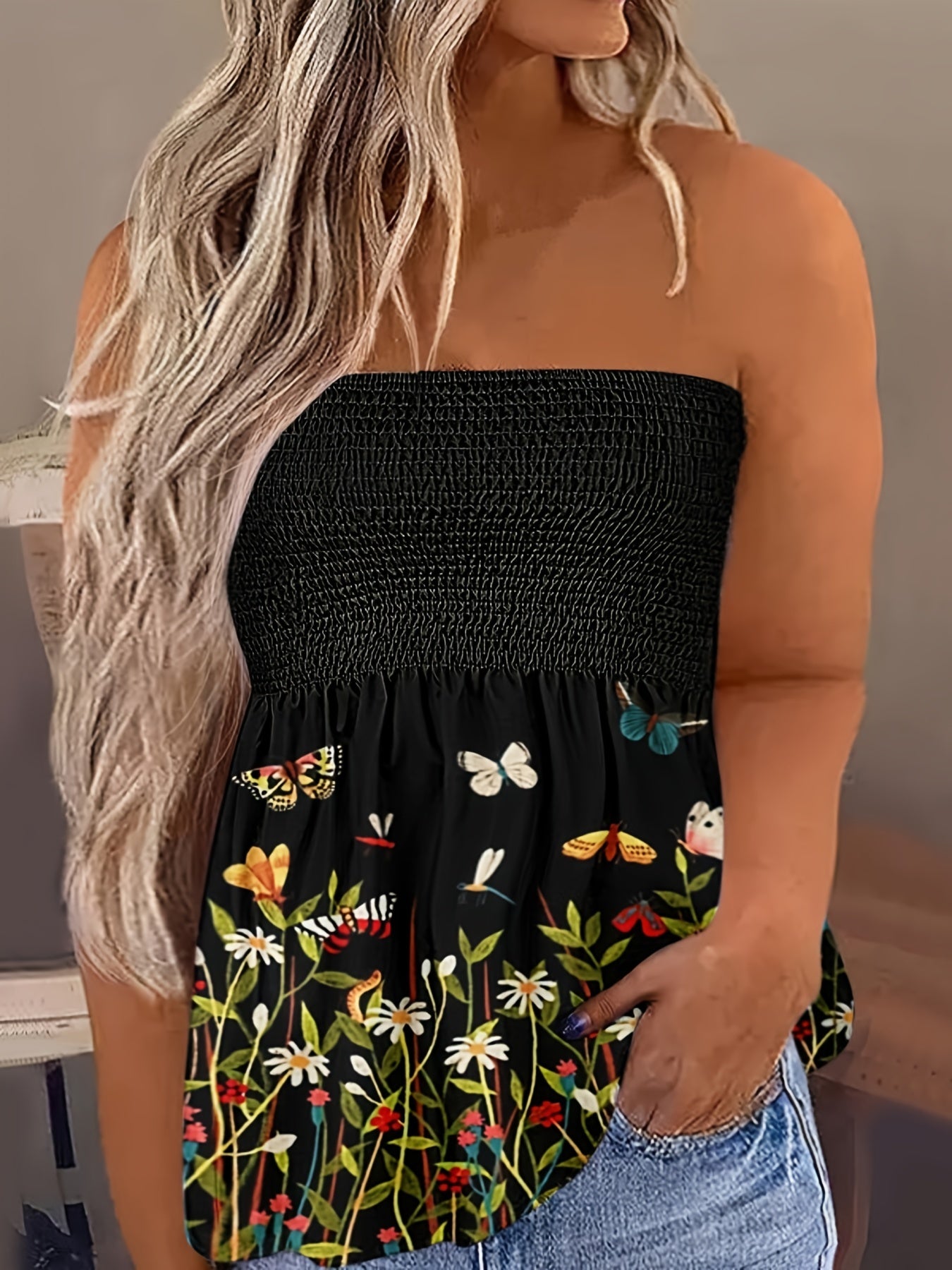  Floral Print Tube Top