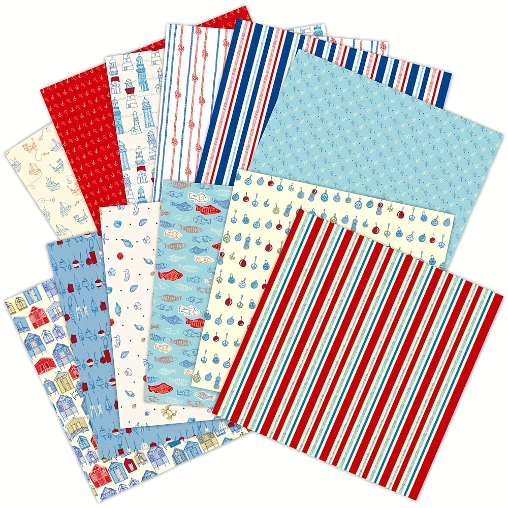 12pcs Nautical Lighthouse Sewing World DIY Scrapbooking Paper
