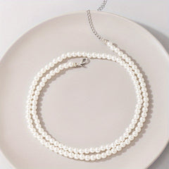 Faux Pearl Waist Metal Waistband Chain Belt for Women