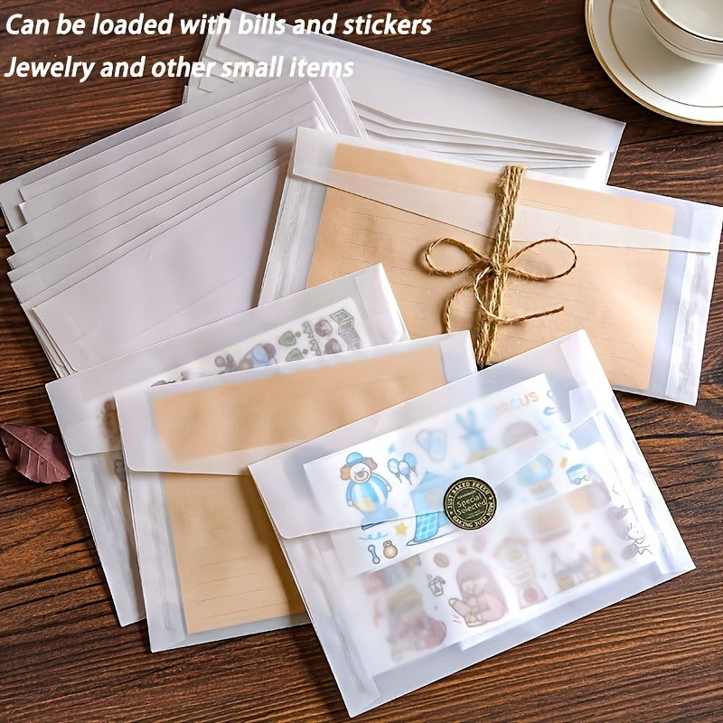 10pcs Sulfuric Acid Paper Transparent Envelope Minimalist Artistic Postcard