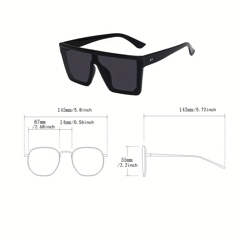 Oversized Flat Top Polarized Sunglasses Square Frame UV400