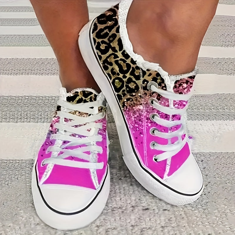 Leopard Print Casual Lace-Up Loafers