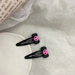 Skull Bow Hair Snap Clip Punk Pink Barrette Hair Accessories For Women