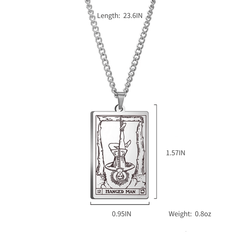 Vintage Tarot 20 Main Cards Steel Necklace Men's Stainless Steel