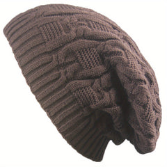 Ribbed Knitted Oversized Slouch Beanie for Women