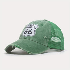 66 Route Hot Stamped Baseball Cap Half Mesh Cap Baseball Cap