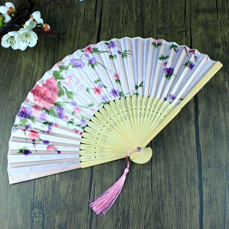 Chinese Style Folding Fan Ancient Landscape Point Craft Bamboo Fan