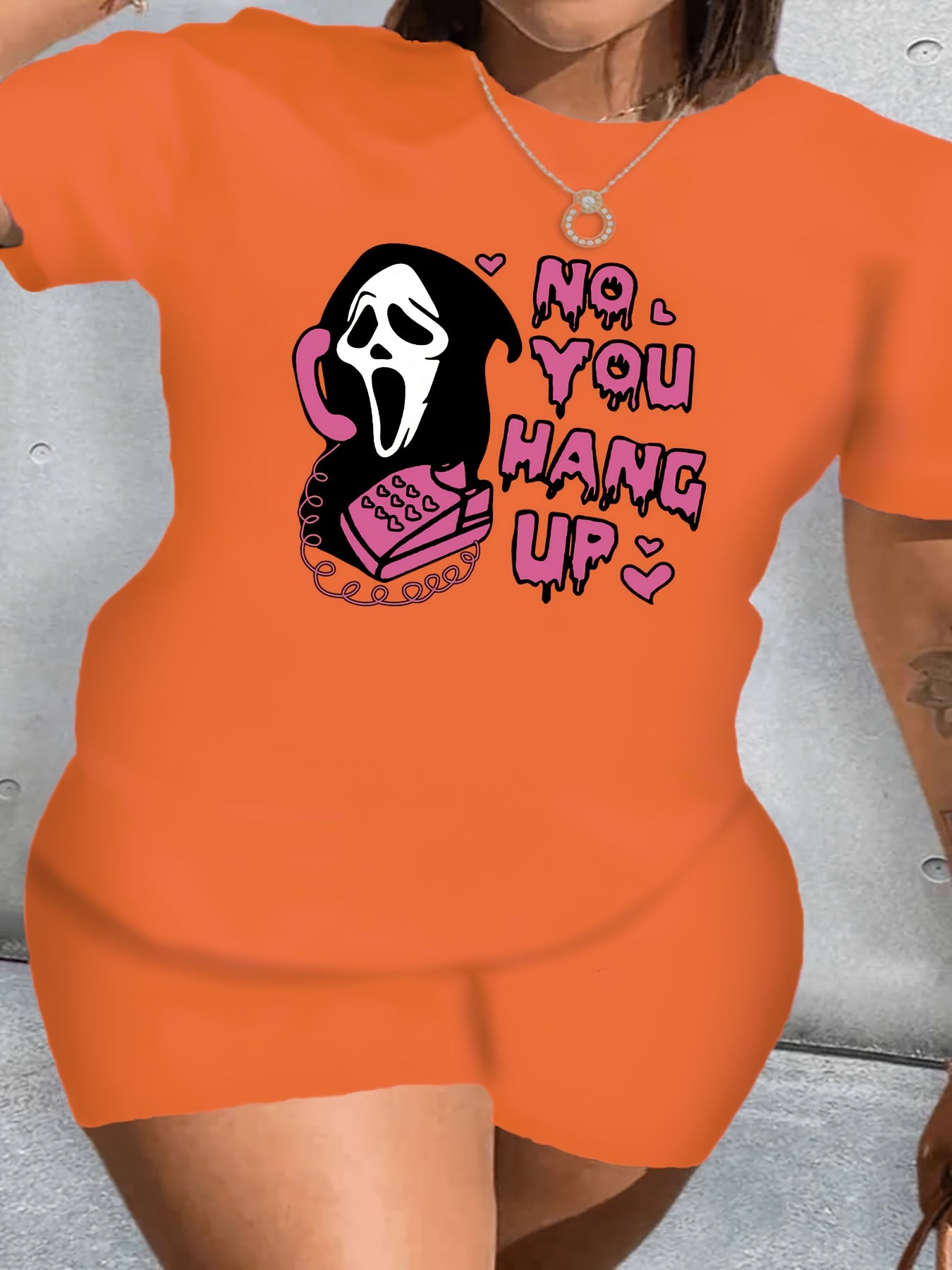  Grim Reaper Print Tee & Shorts Outfit Set