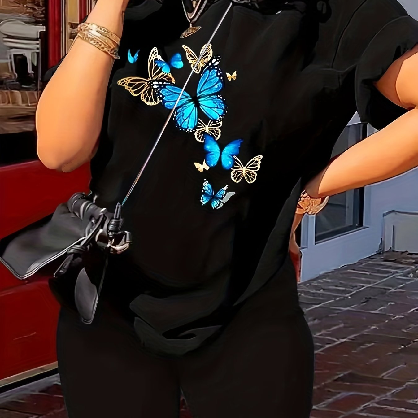  Butterfly Print Tee & Shorts Set