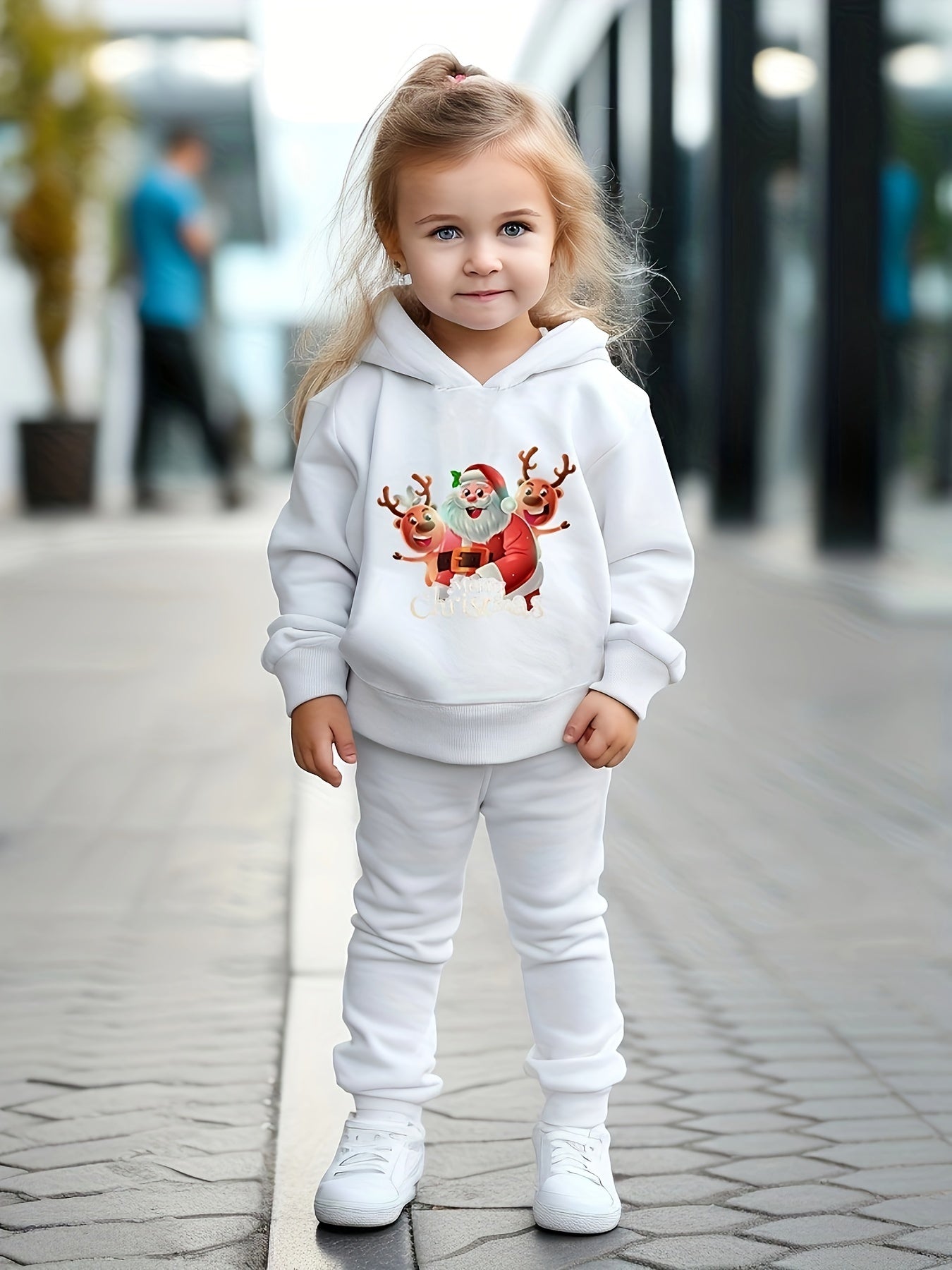Girls 2pc Santa Claus Hooded Sweatshirt & Sweatpants Set