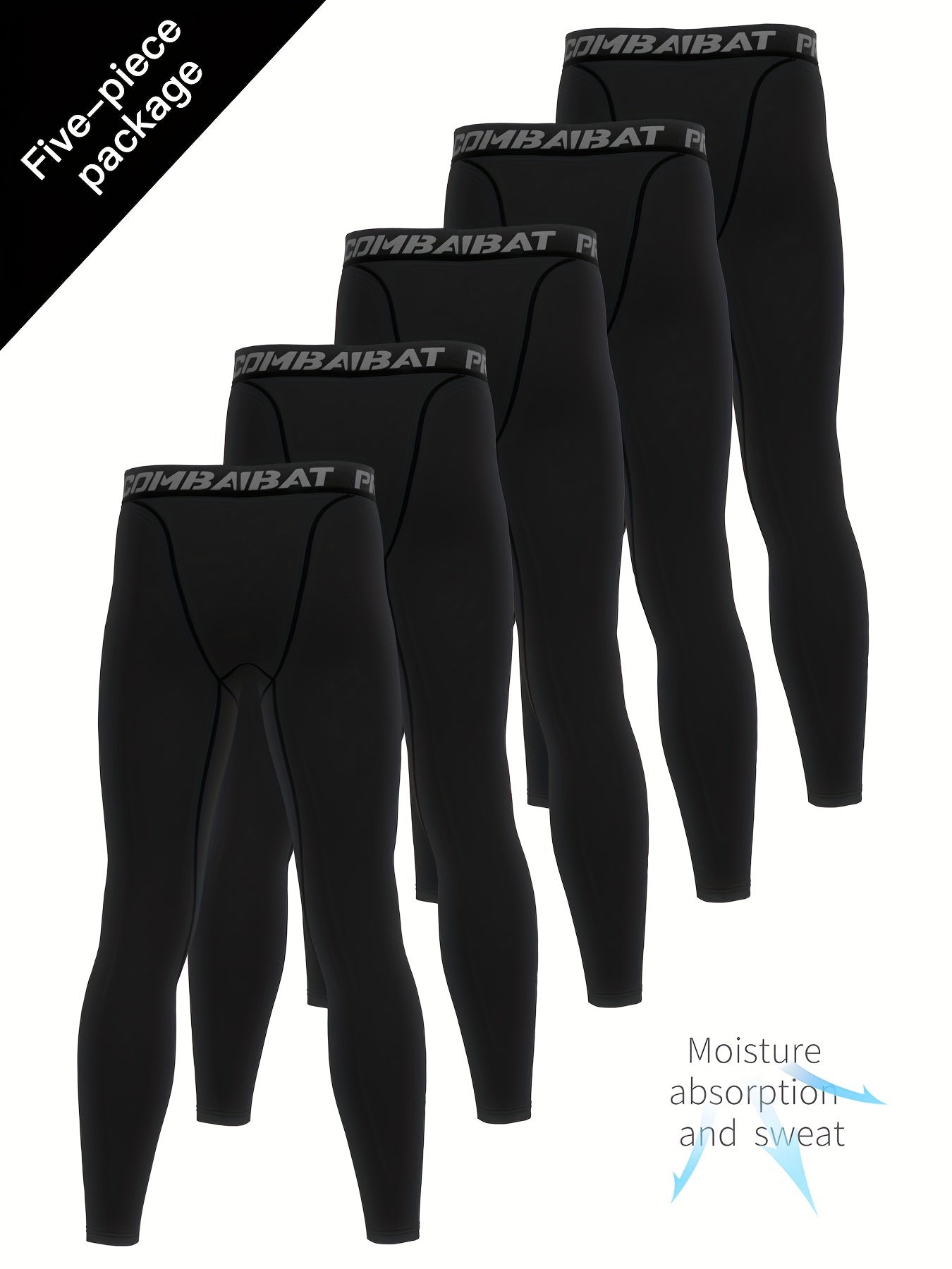 Men's 5pcs High Stretch Leggings Active Quick Drying Sports Compression Pants
