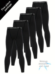 Men's 5pcs High Stretch Leggings Active Quick Drying Sports Compression Pants