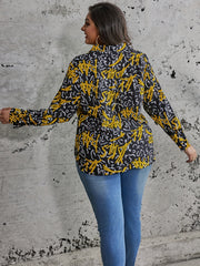  Graffiti Print Button Up Long Sleeve Blouse