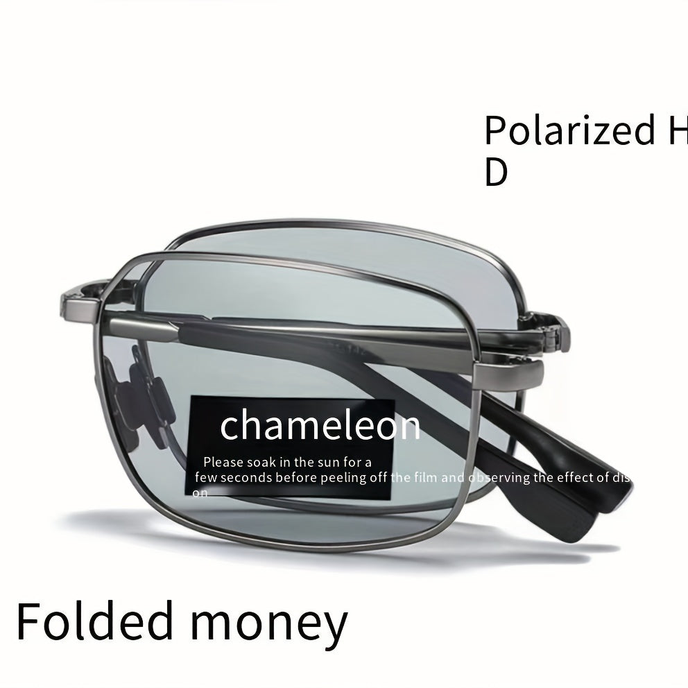 Men's Polarized Photochromic Folding Sunglasses UV Protection