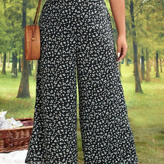  Wide Leg Trousers Elastic High Rise Floral Print Pants