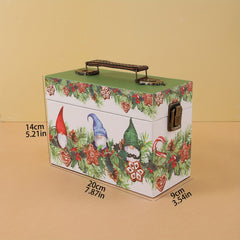 Christmas Pattern Organizer Storage Box Vintage Rectangular Case