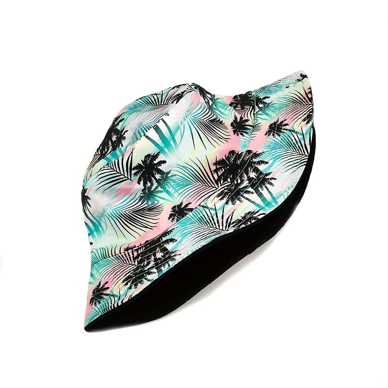 Coconut Tree Print Bucket Hat Lightweight Fisherman Cap Women