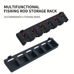 6 Hole Wall Mounted Fishing Rod Rack Durable Plastic Holder for Easy Storage