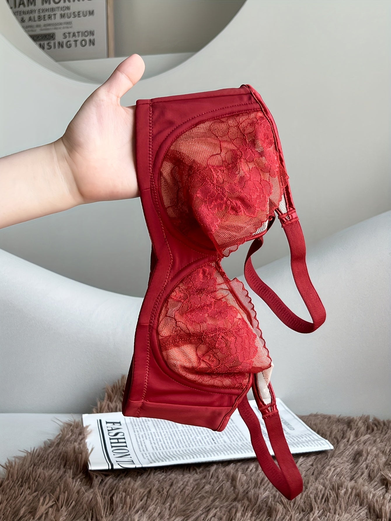 Christmas Lace Push Up Bra Comfy & Breathable Ultra thin Bra Women's Lingerie