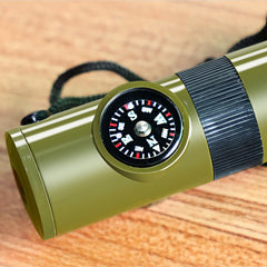 Portable Emergency 7 in 1 Whistle Compass Magnifying Glass Flashlight