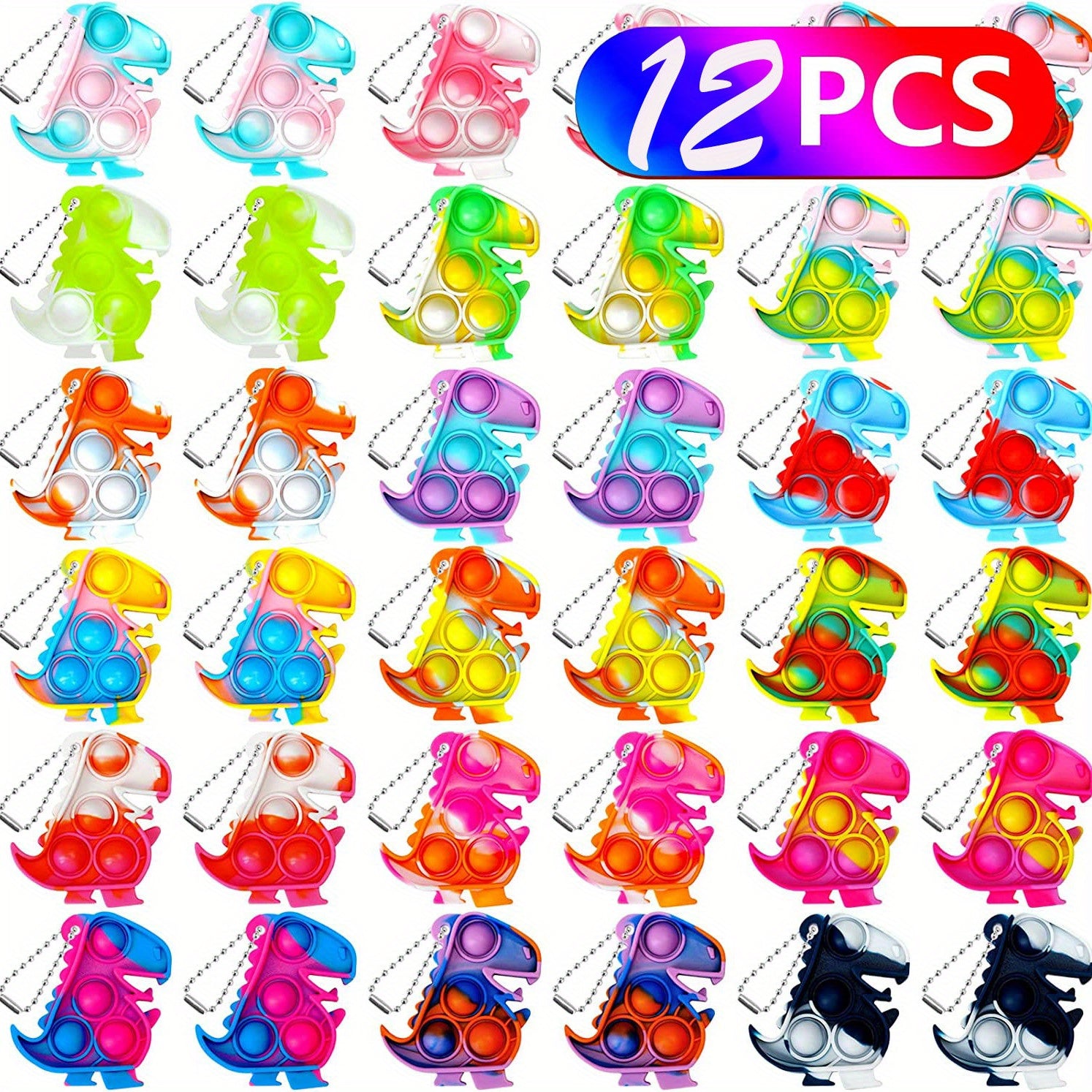 12pcs Random Dinosaur Mini Dino Birthday Party Supplies Fidget Toy Stress Relief