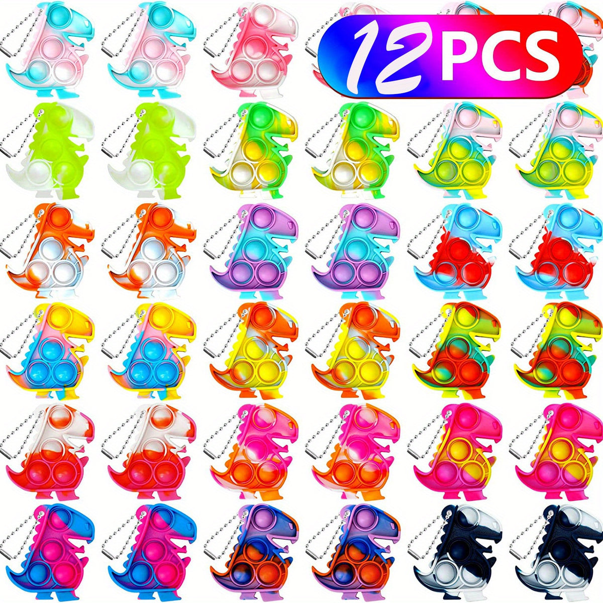 12pcs Random Dinosaur Mini Dino Birthday Party Supplies Fidget Toy Stress Relief