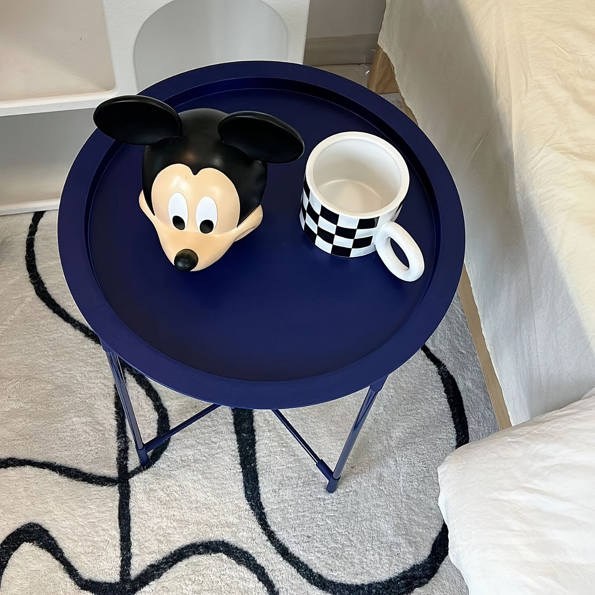 Multifunctional Round Table Mini Foldable Tray Table For Living Room Bedroom