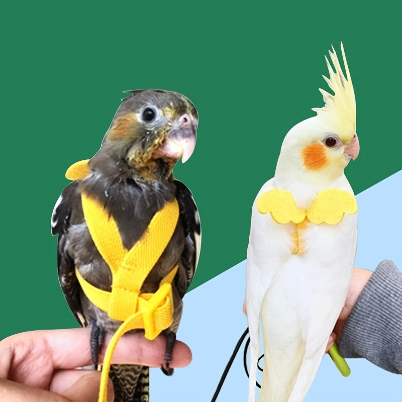 Adjustable Parrot Bird Harness Leash Anti Bite Nylon Rope Wings