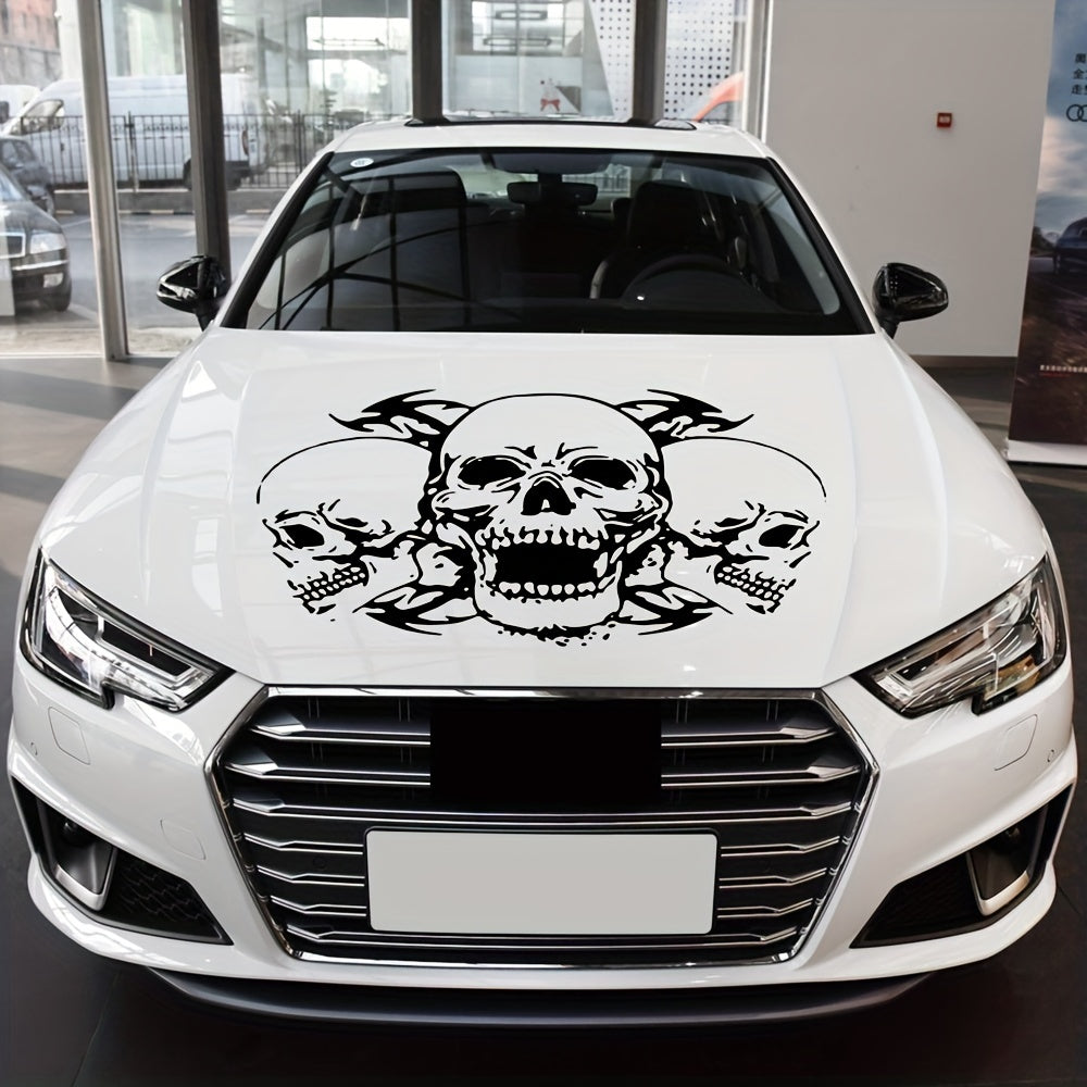 Three Skull Head Hood Car Stickers Door Body Halloween Vinyl Decals