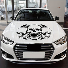 Three Skull Head Hood Car Stickers Door Body Halloween Vinyl Decals